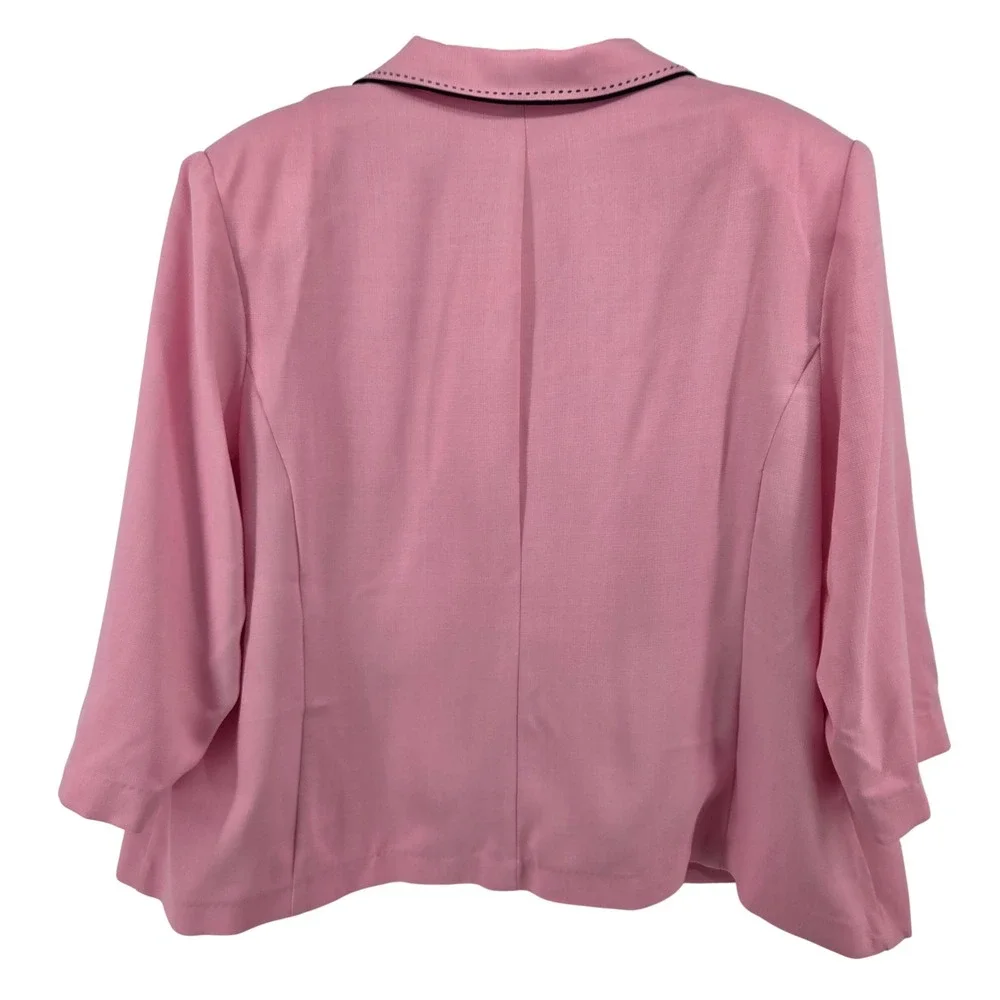 Studio‎ I Womens Pink Black Blazer Jacket 28W Barbiecore
